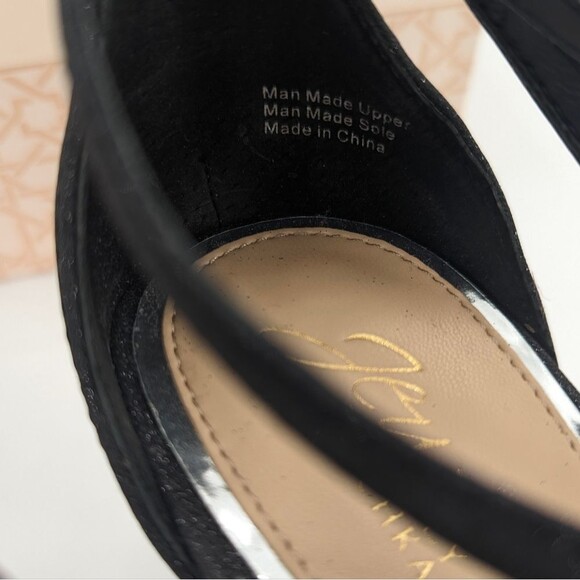 Badgley Mischka Black Glitter Sparkle Strappy High Heel Sandals Size 7 - Picture 4 of 6